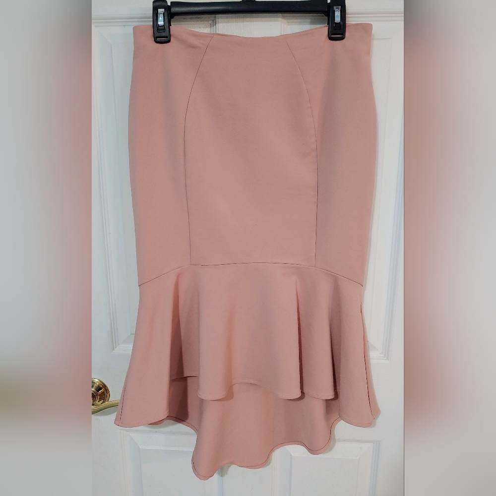 7TH Avenue Design Studio NY & CO Women's Blush Pink High Low Frill Skirt Size 4